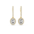 Oval Cut Halo Drop Earrings