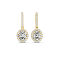 Oval Cut Diamond Halo Drop Earrings