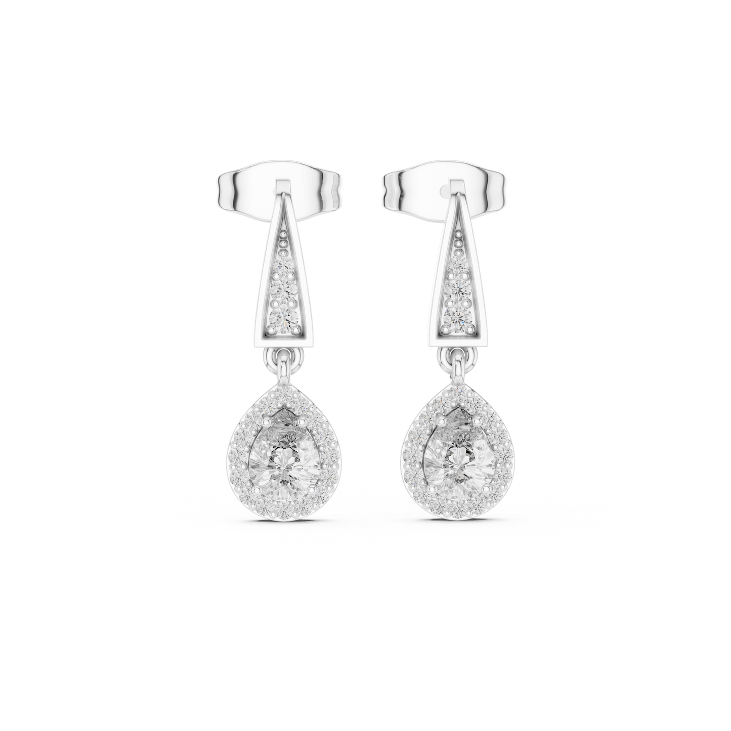 Elegant Pear-Cut Diamond Halo Drop Earrings