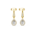 Elegant Pear-Cut Diamond Halo Drop Earrings