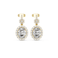 Oval Halo Floral Drop Earrings in 14K Gold with Brilliant Diamond Accents