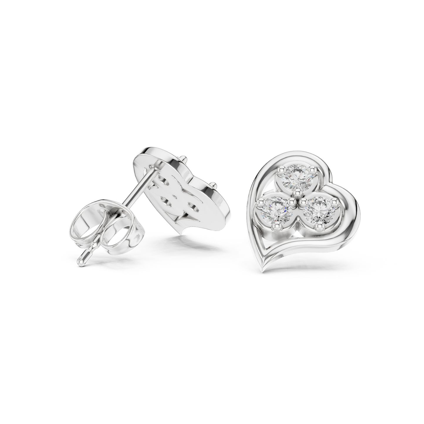 Diamond Round Composite Cluster Stud Earrings