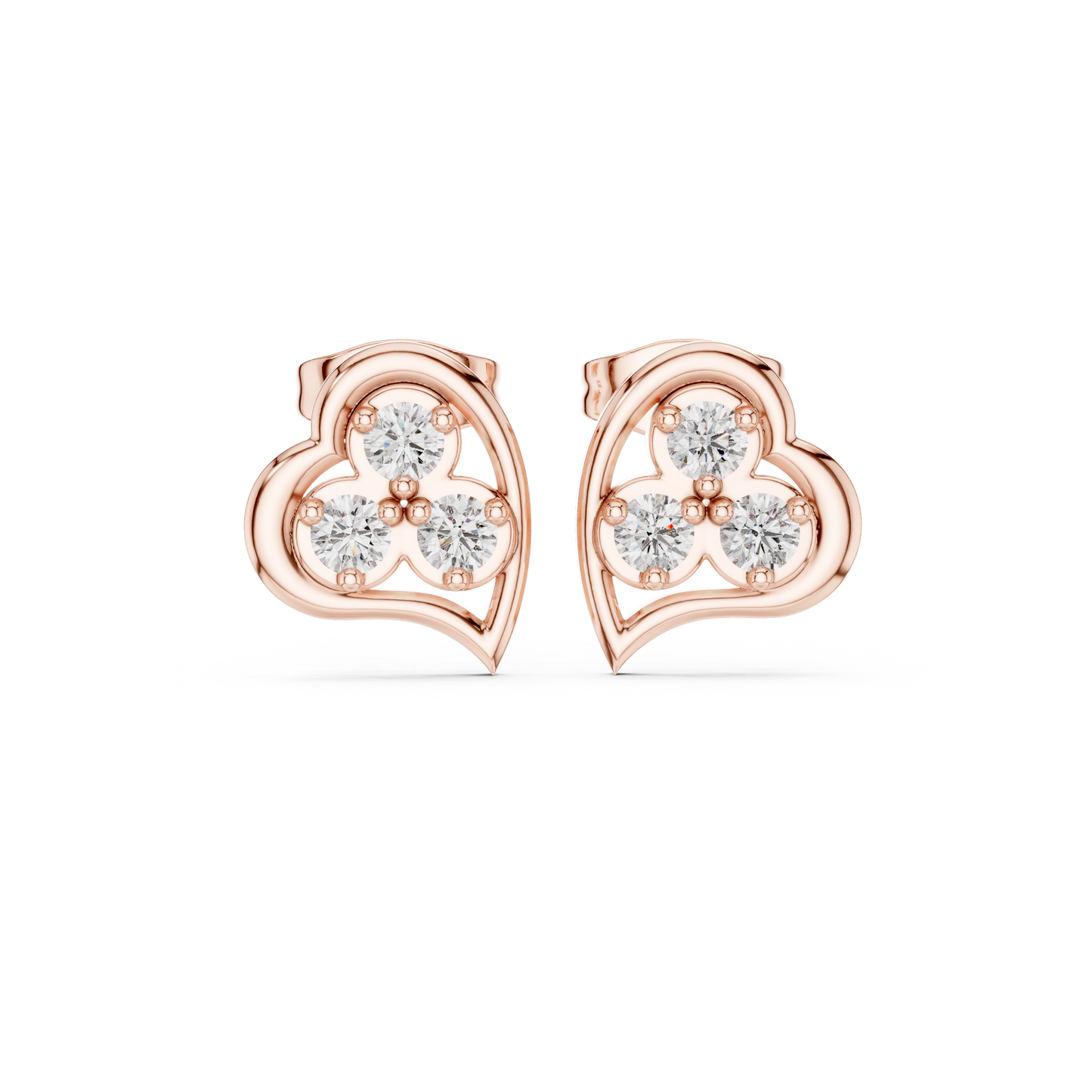 Diamond Round Composite Cluster Stud Earrings