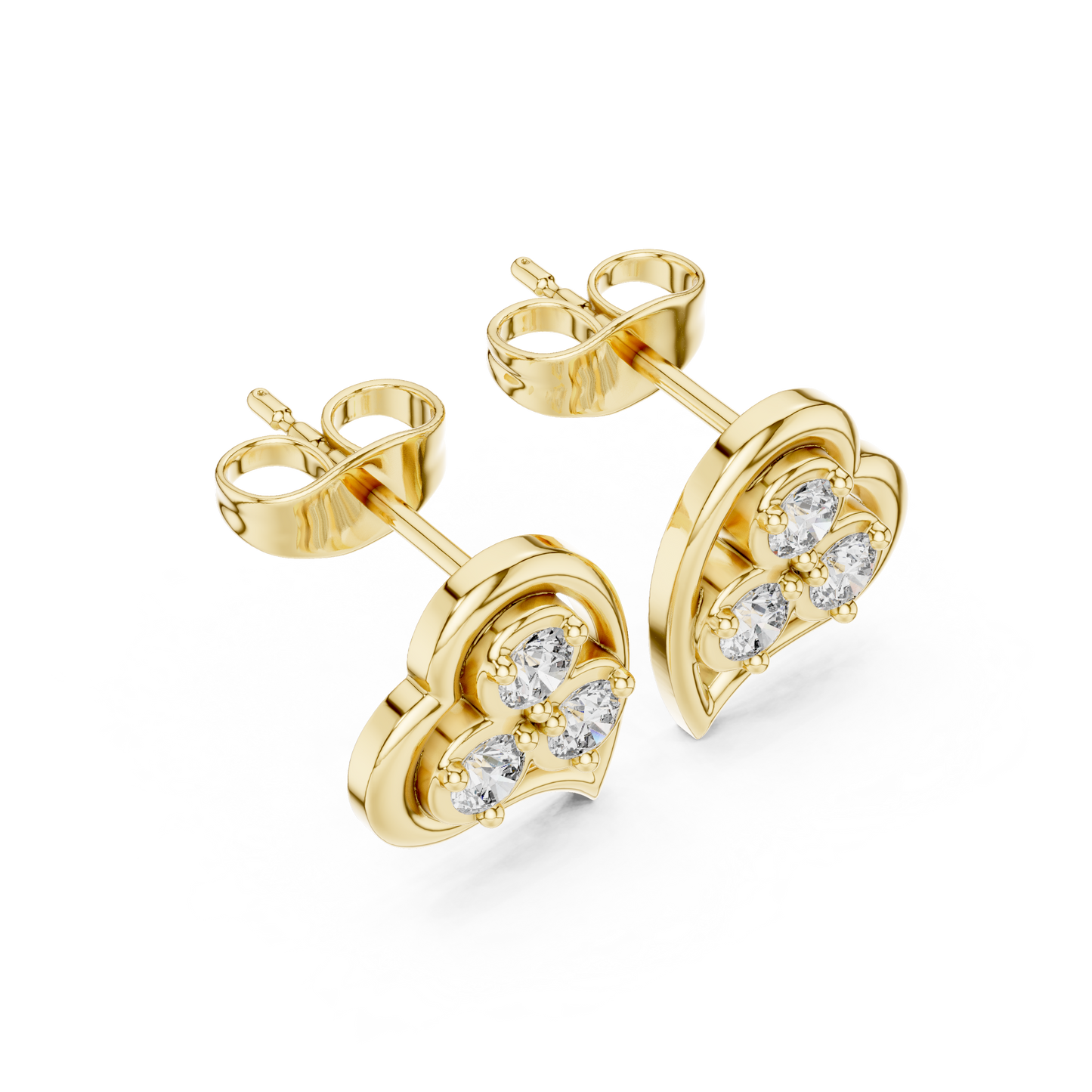 Diamond Round Composite Cluster Stud Earrings
