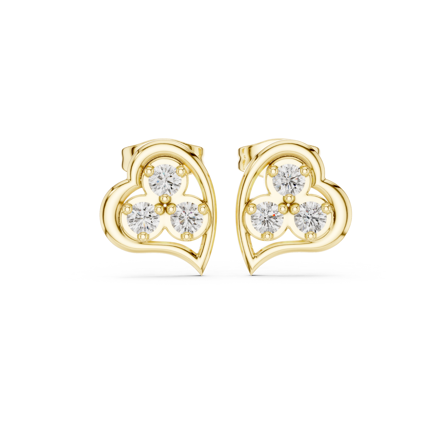 Diamond Round Composite Cluster Stud Earrings