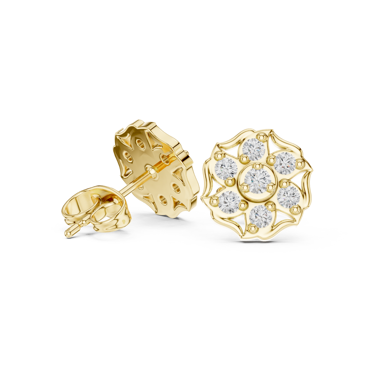 Diamond Cushion-Style Composite Cluster Studs