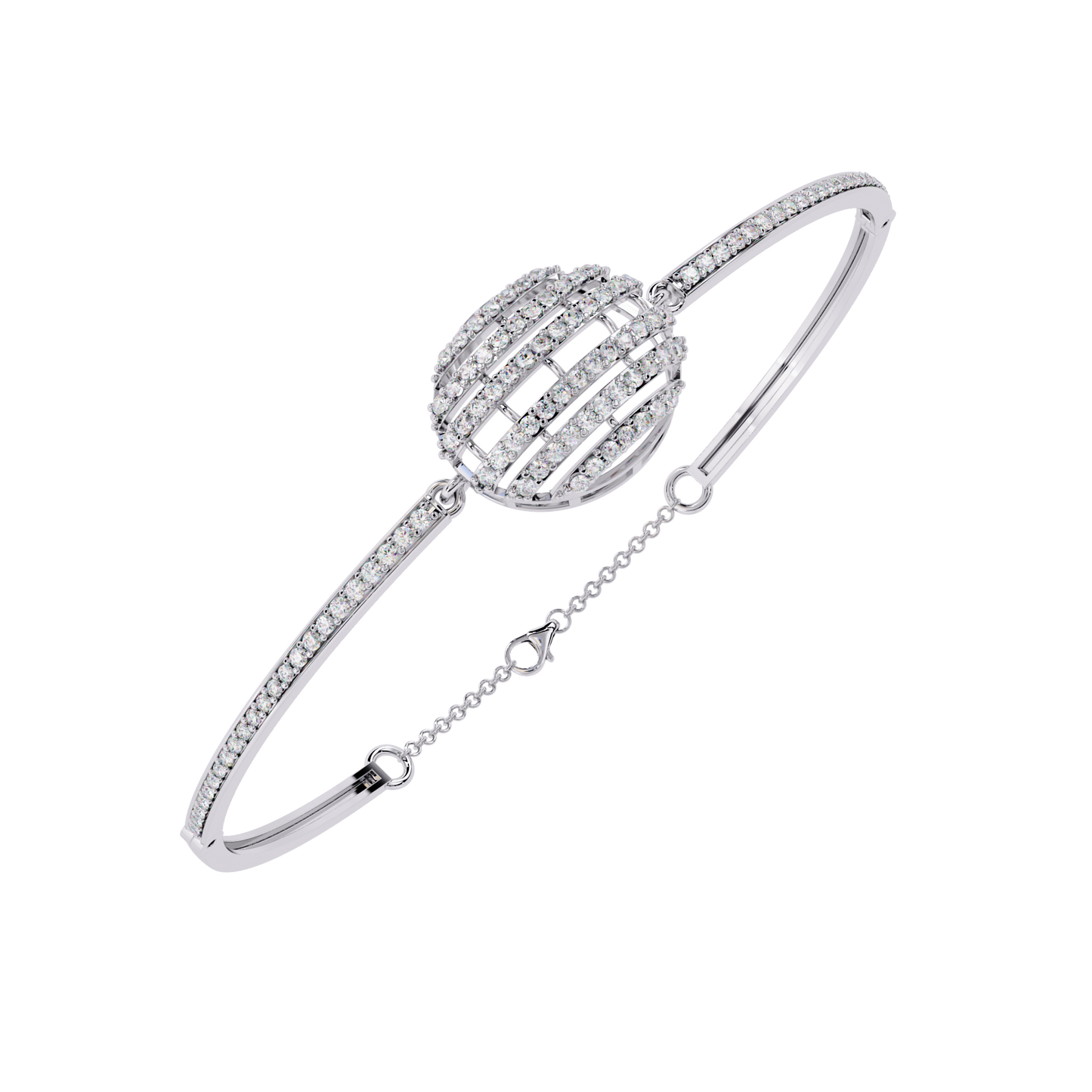 Celeste Orb Diamond Bangle White Gold