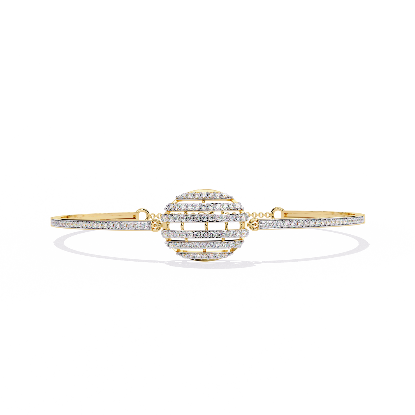 Celeste Orb Diamond Bangle Yellow Gold