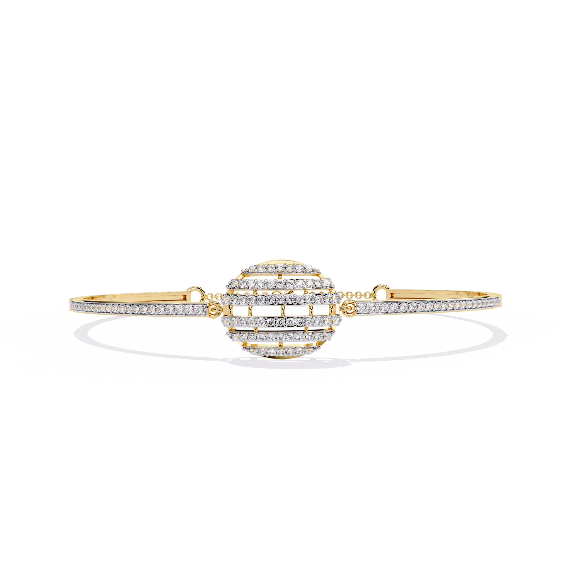 Celeste Orb Diamond Bangle Yellow Gold