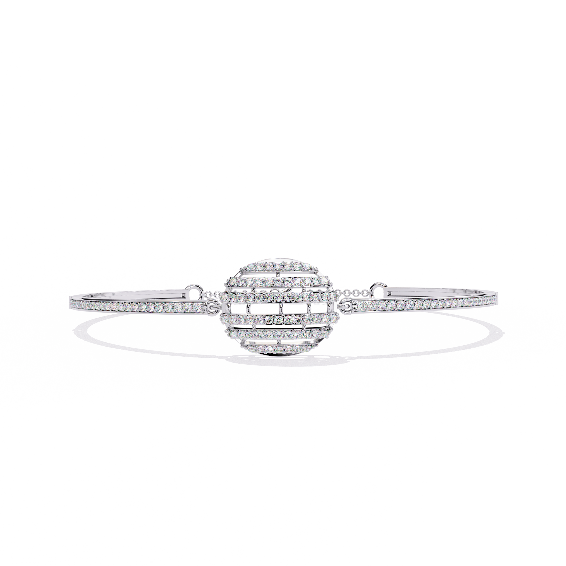 Celeste Orb Diamond Bangle White Gold