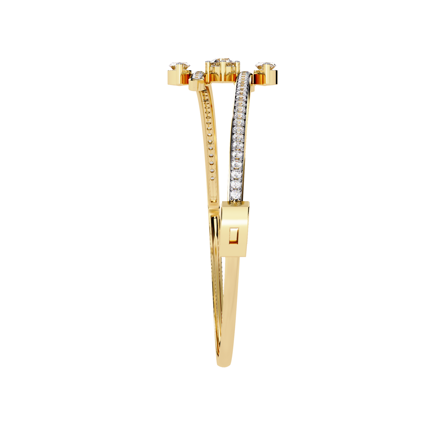 Modern Open Diamond Bangle Yellow Gold