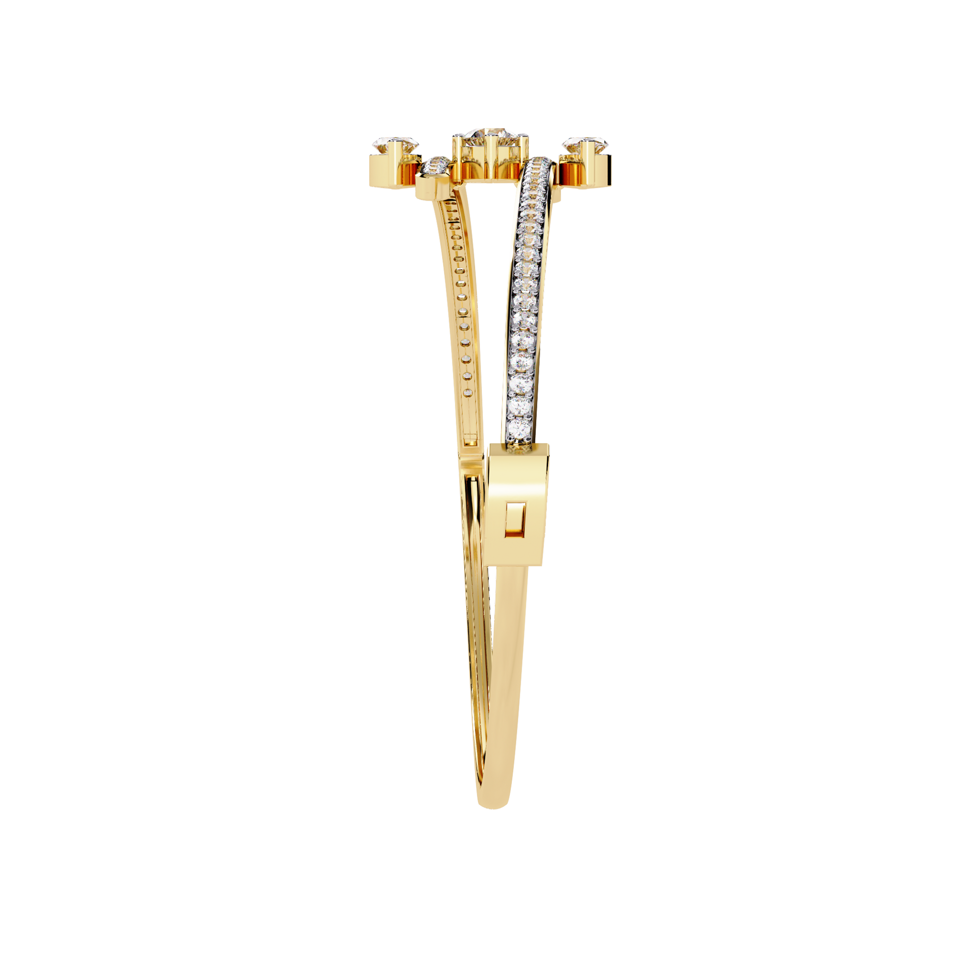 Modern Open Diamond Bangle Yellow Gold