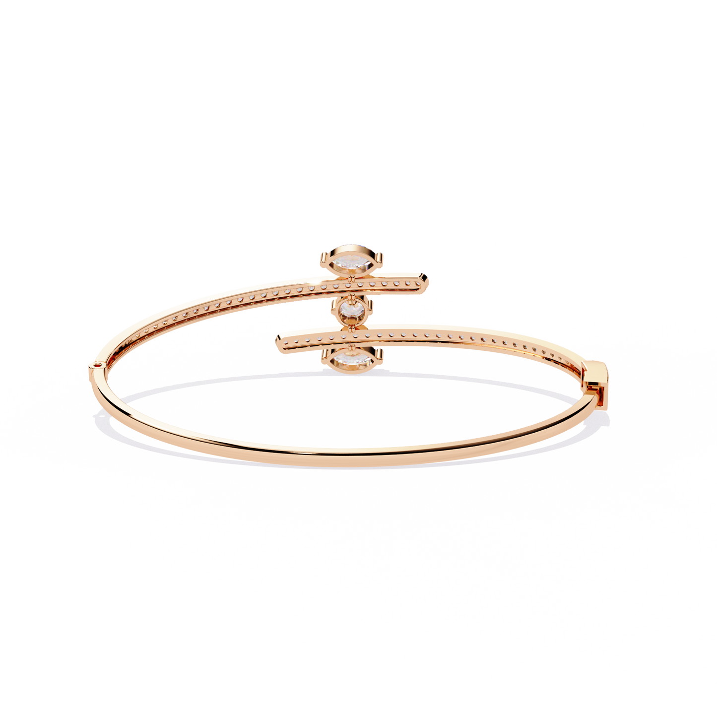 Modern Open Diamond Bangle Rose Gold