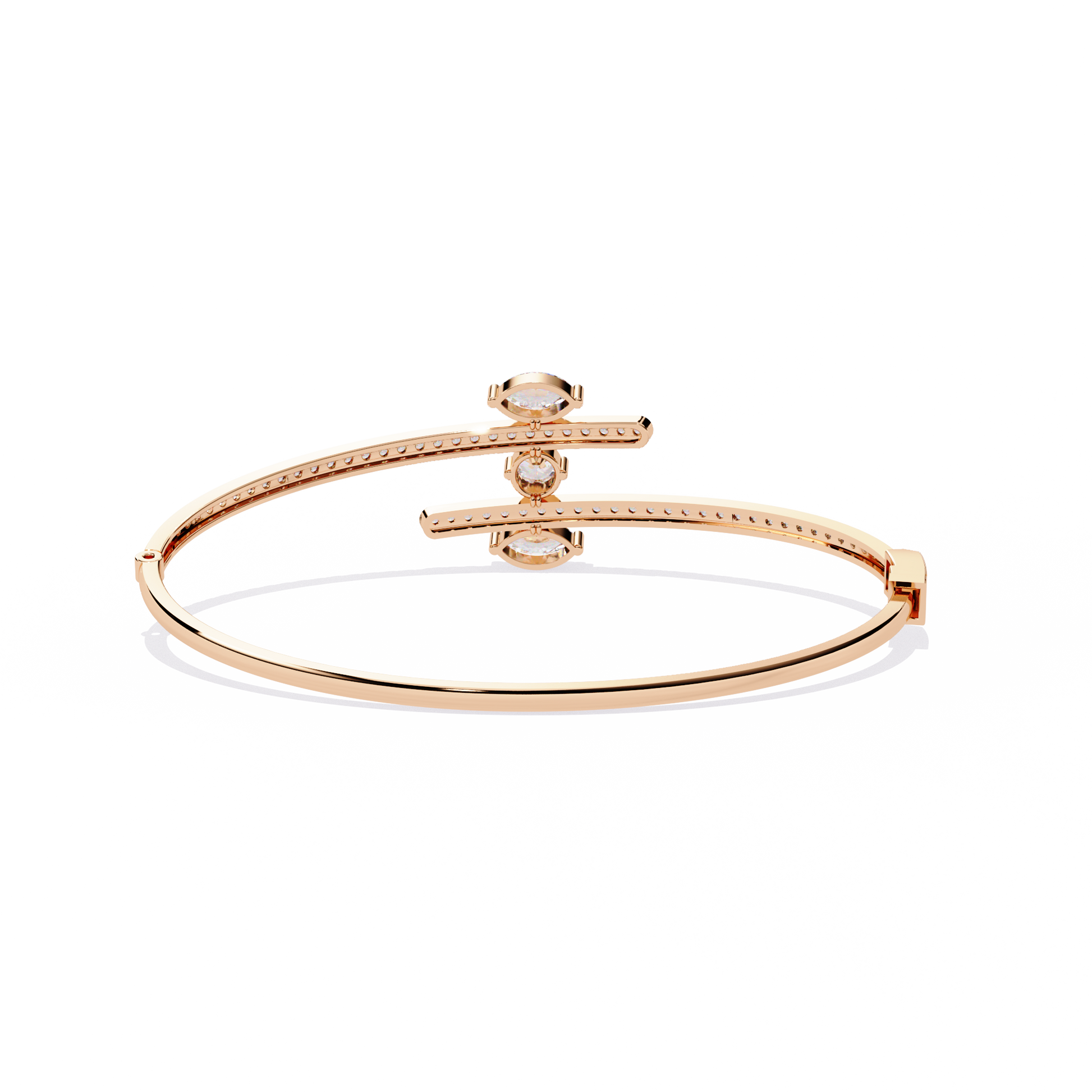 Modern Open Diamond Bangle Rose Gold