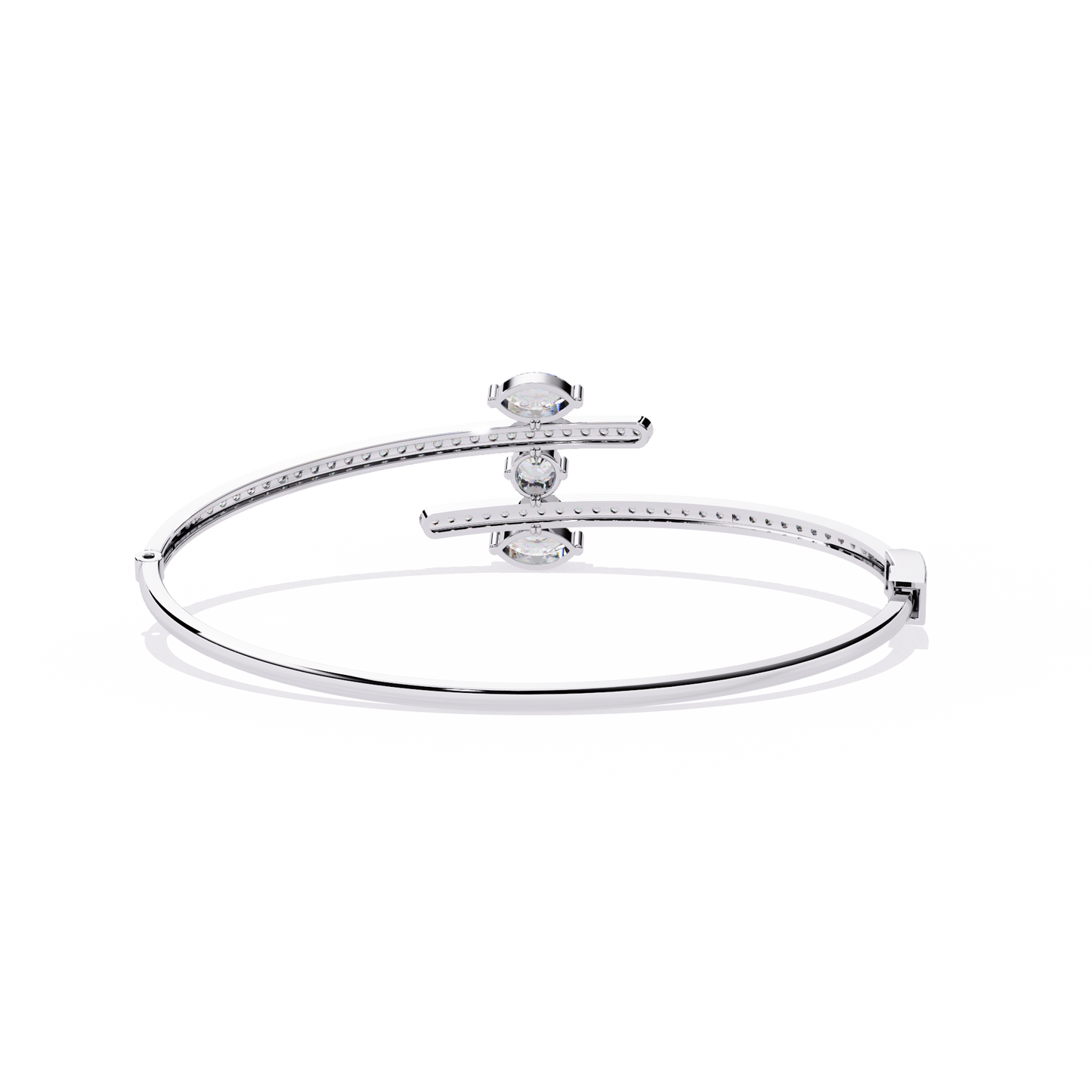 Modern Open Diamond Bangle White Gold