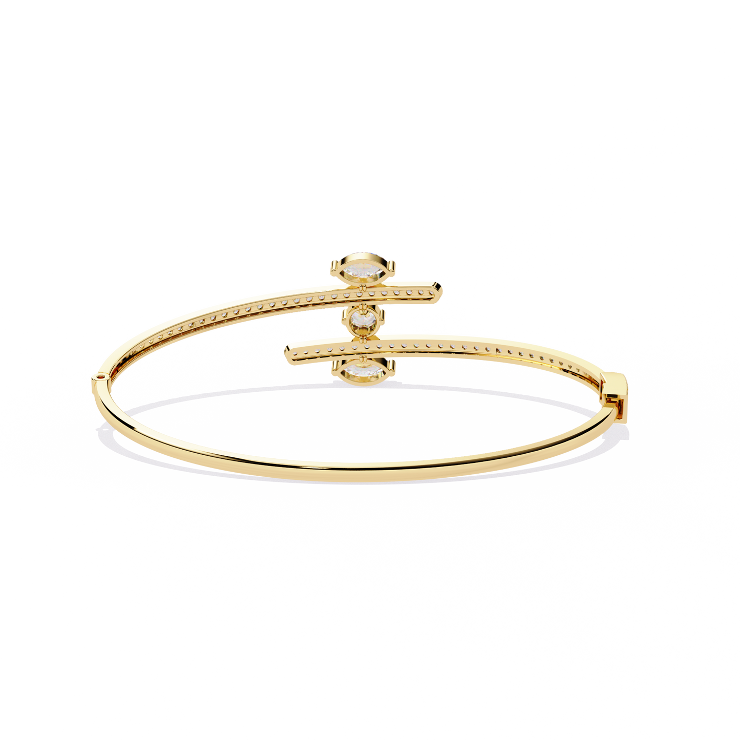 Modern Open Diamond Bangle Yellow Gold