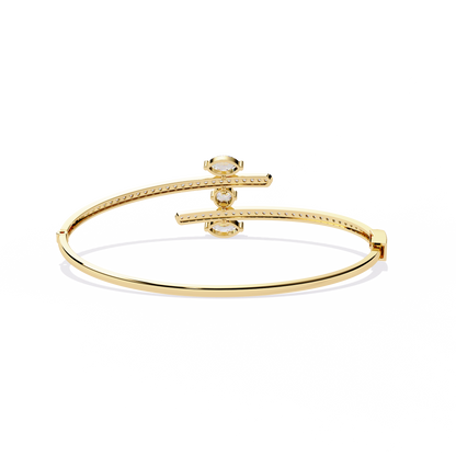 Modern Open Diamond Bangle Yellow Gold