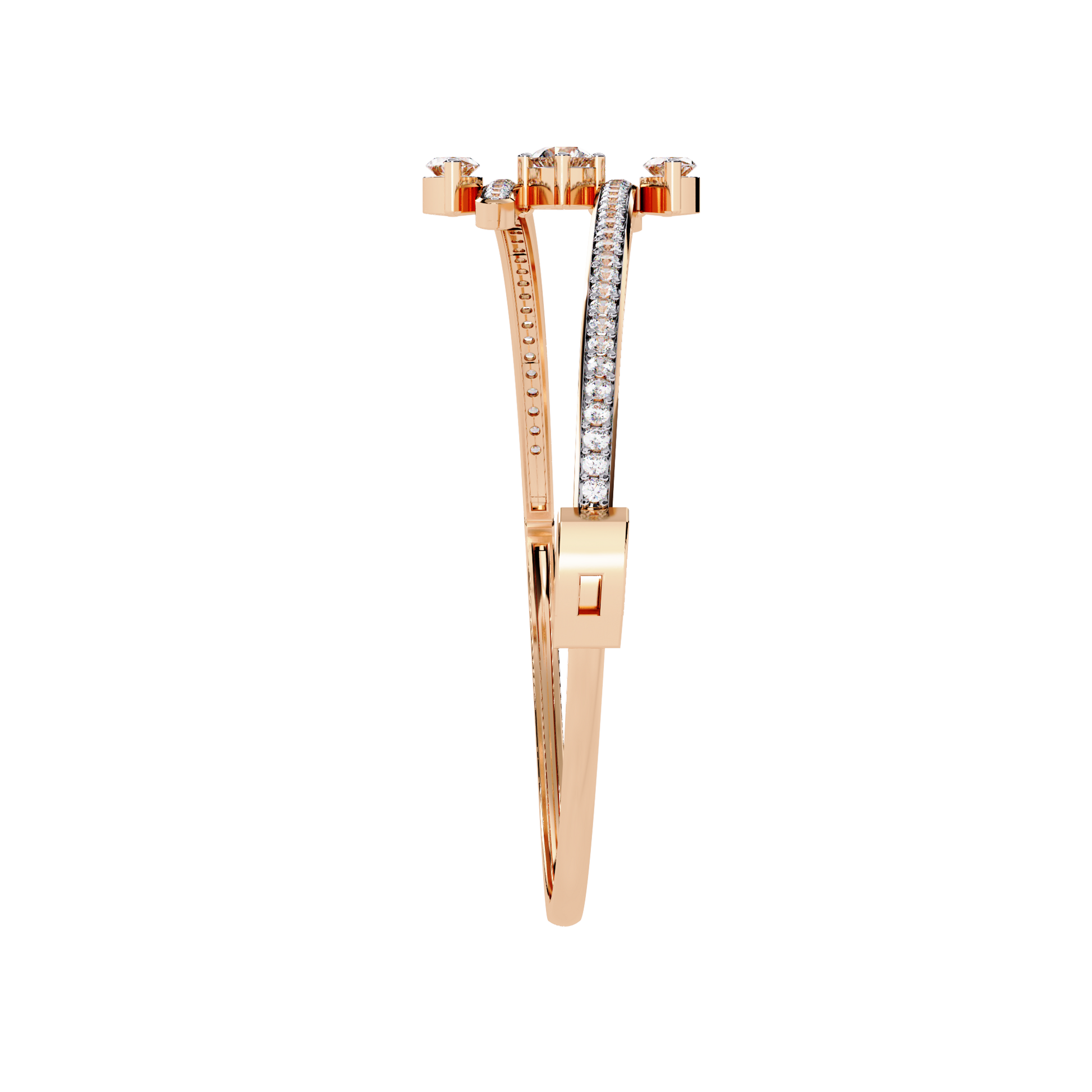 Modern Open Diamond Bangle Rose Gold