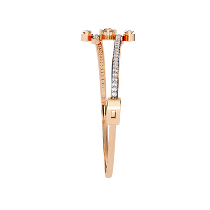 Modern Open Diamond Bangle Rose Gold