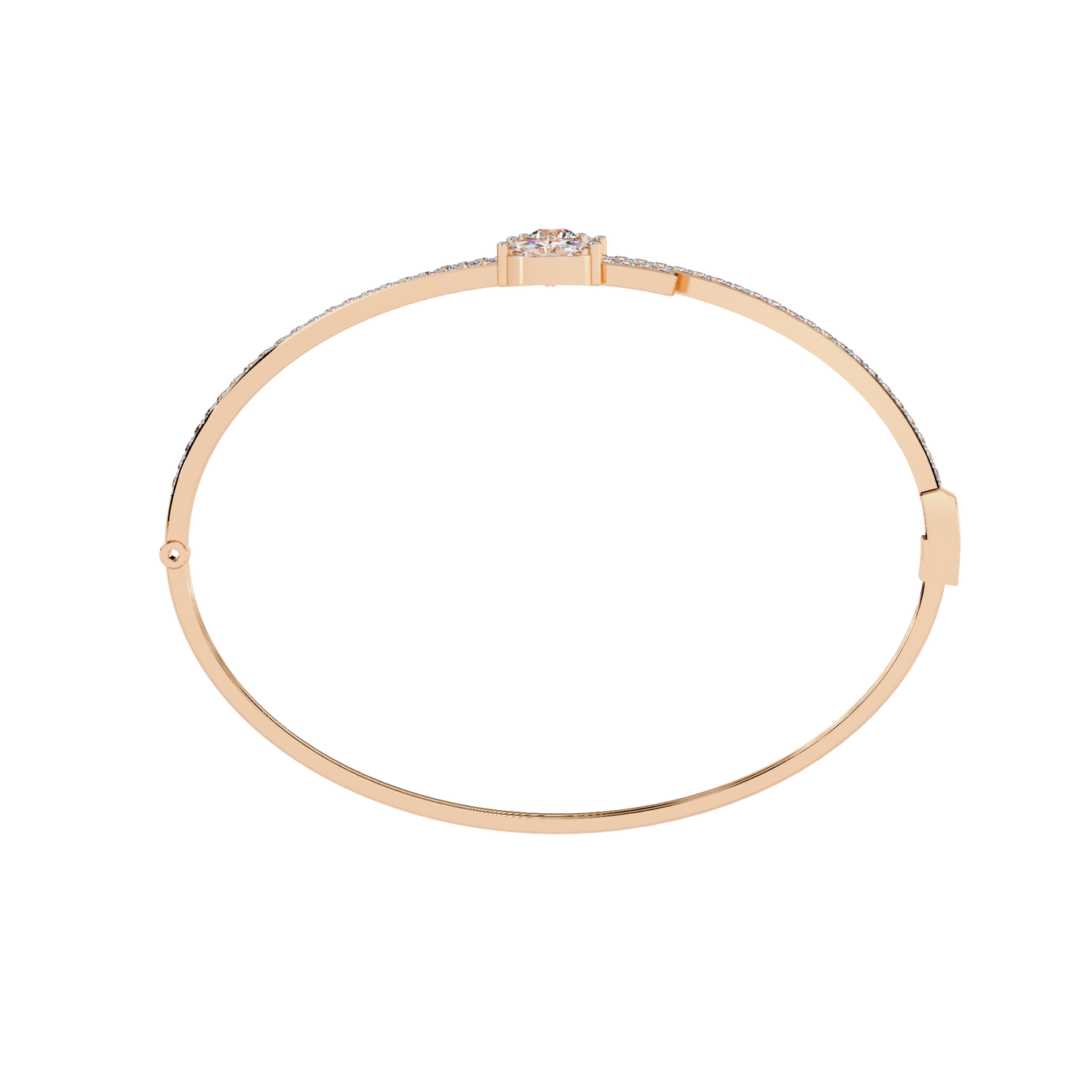 Modern Open Diamond Bangle Rose Gold 