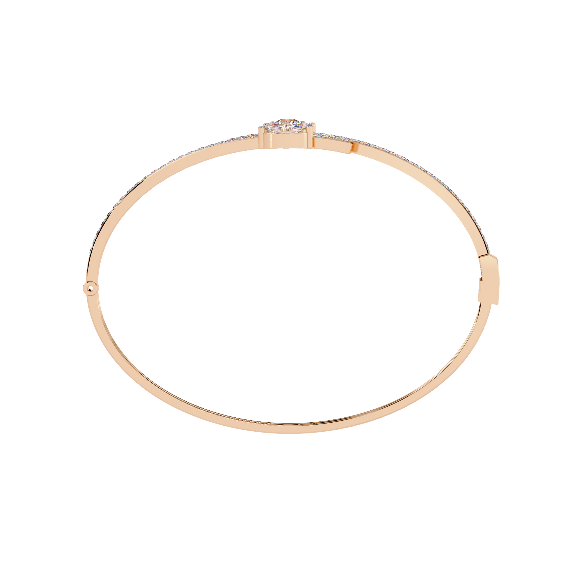 Modern Open Diamond Bangle Rose Gold 