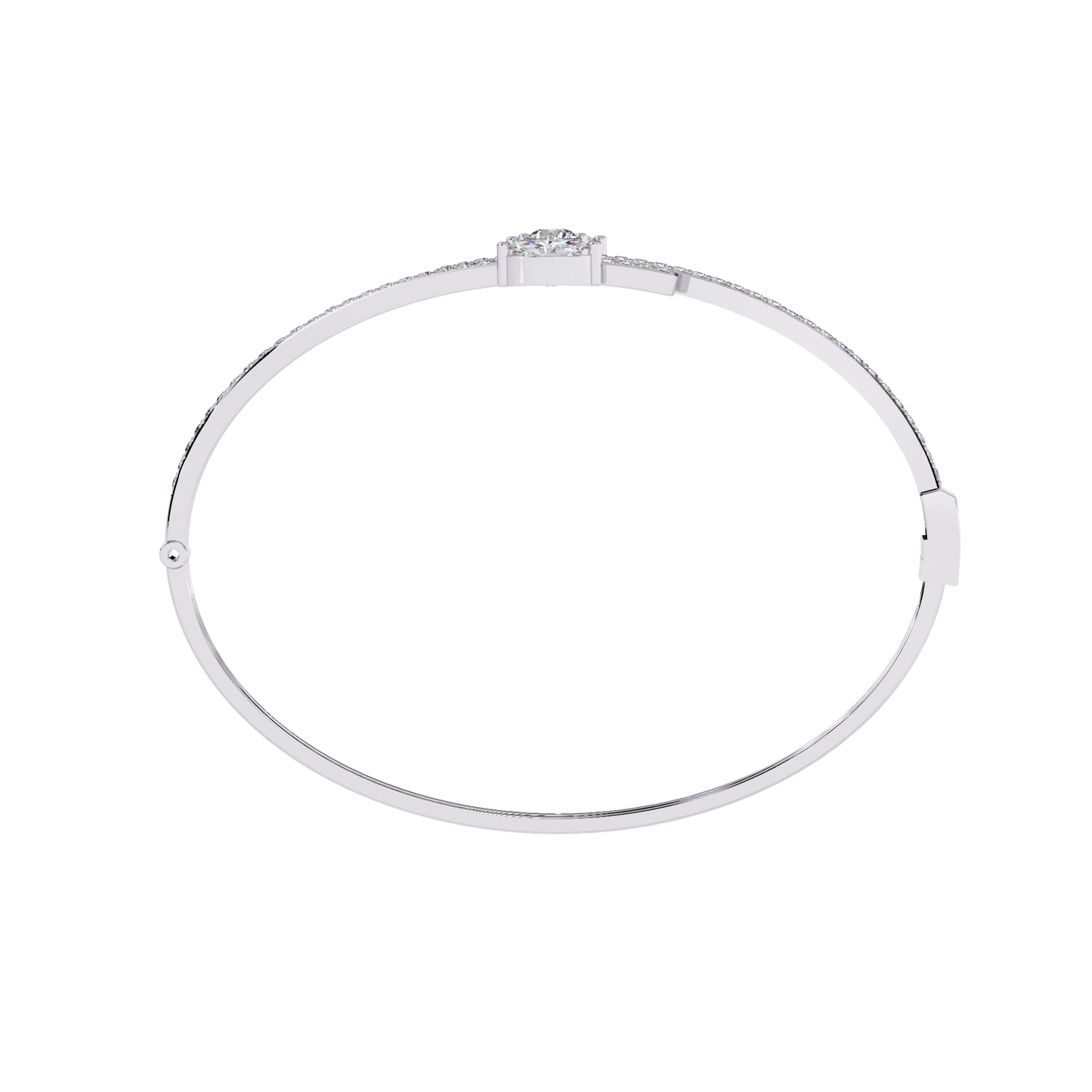 Modern Open Diamond Bangle White Gold