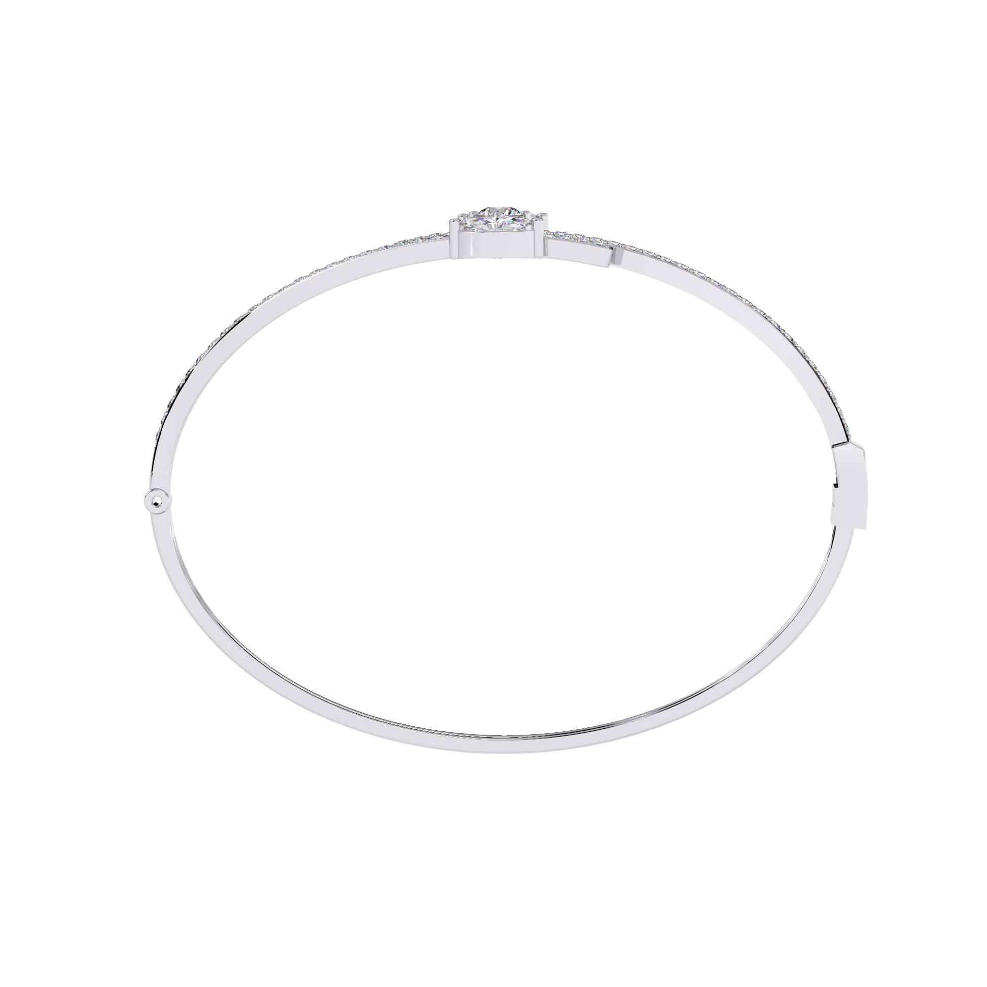 Modern Open Diamond Bangle White Gold