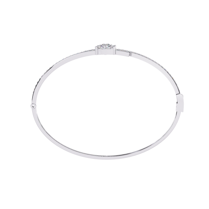 Modern Open Diamond Bangle White Gold