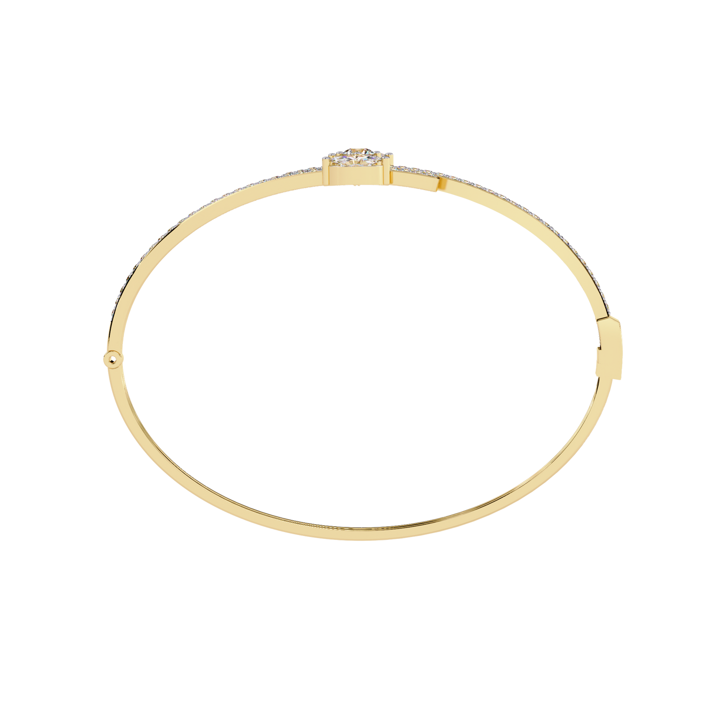 Modern Open Diamond Bangle Yellow Gold