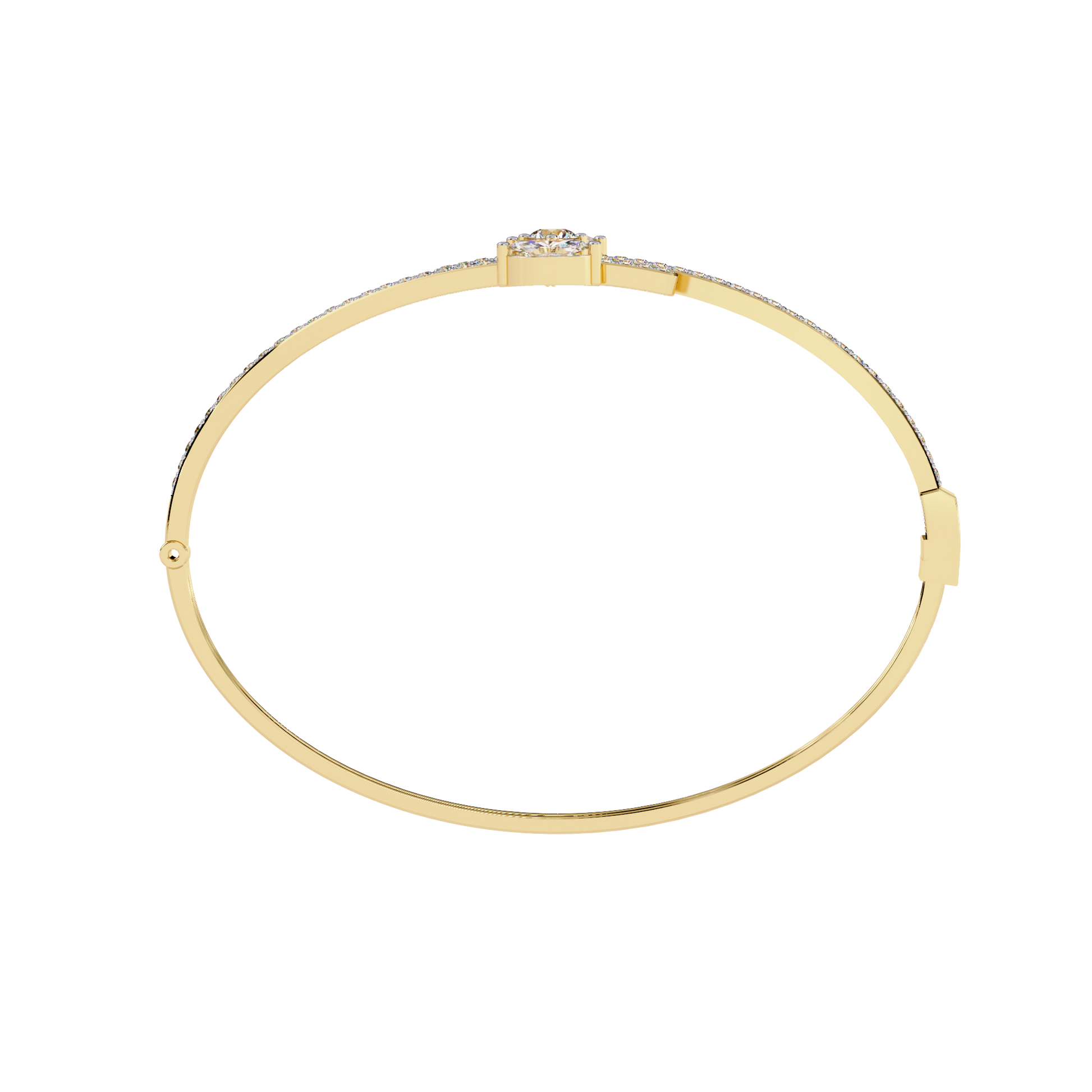 Modern Open Diamond Bangle Yellow Gold