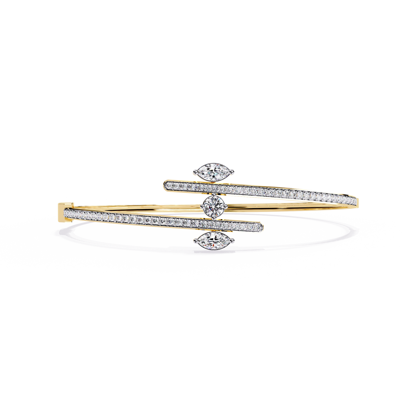 Modern Open Diamond Bangle Yellow Gold