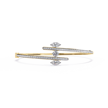 Modern Open Diamond Bangle Yellow Gold