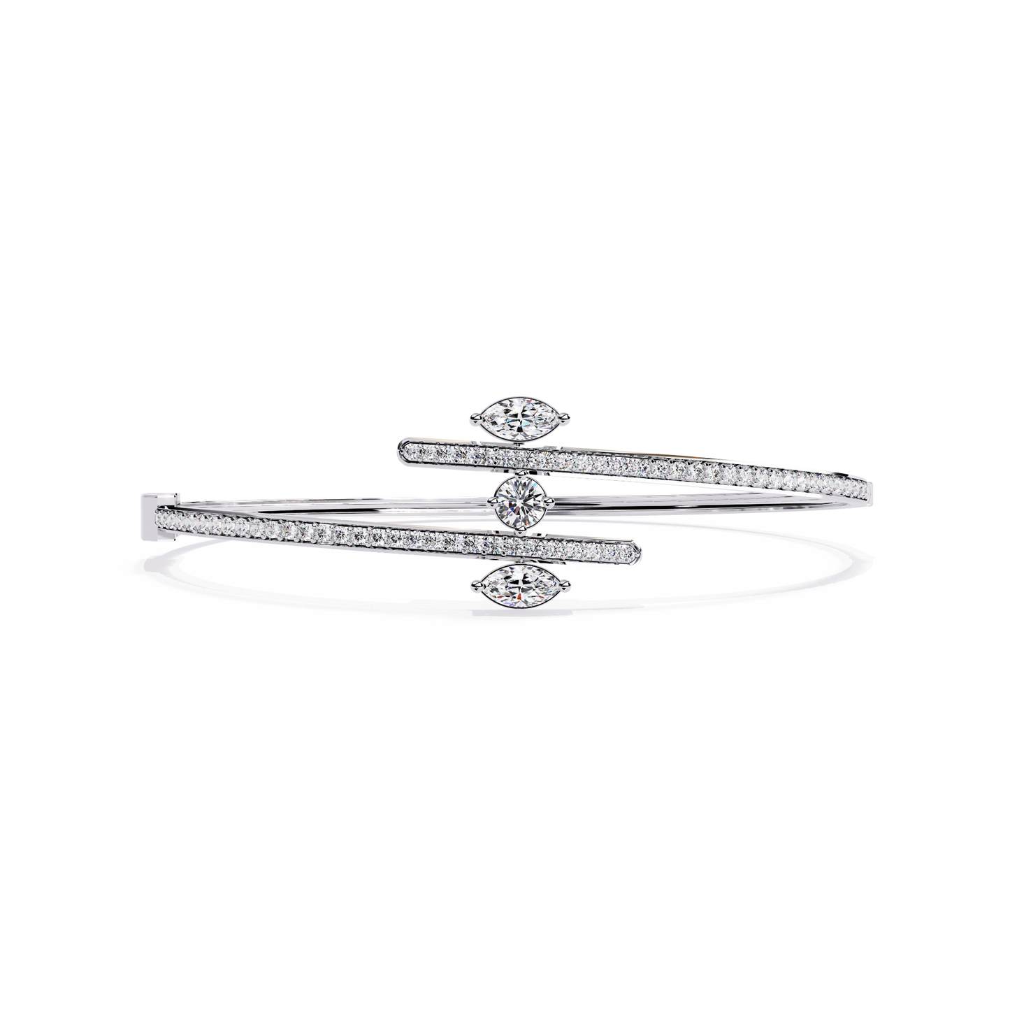 Modern Open Diamond Bangle White Gold