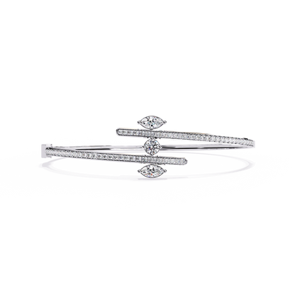 Modern Open Diamond Bangle White Gold