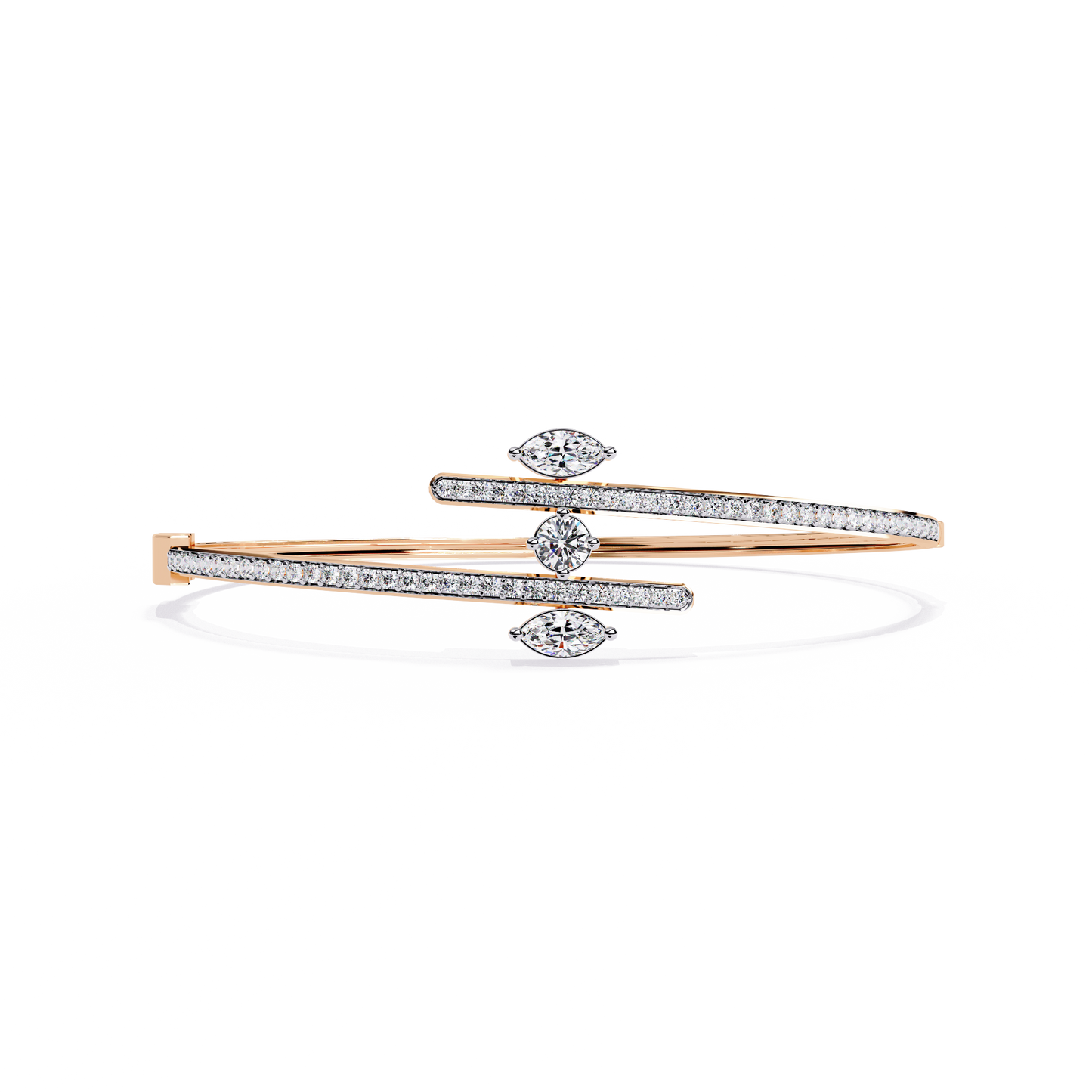 Modern Open Diamond Bangle Rose Gold