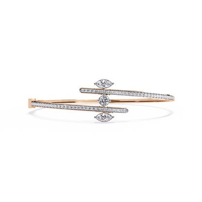 Modern Open Diamond Bangle Rose Gold