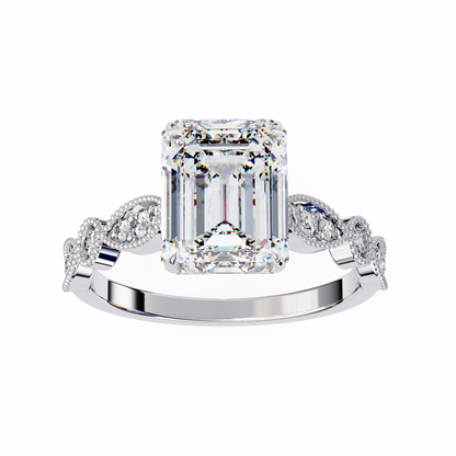 Emerald Elegance Diamond Ring White Gold 