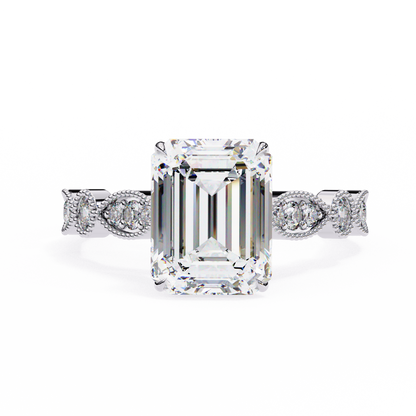 Emerald Elegance Diamond Ring White Gold 