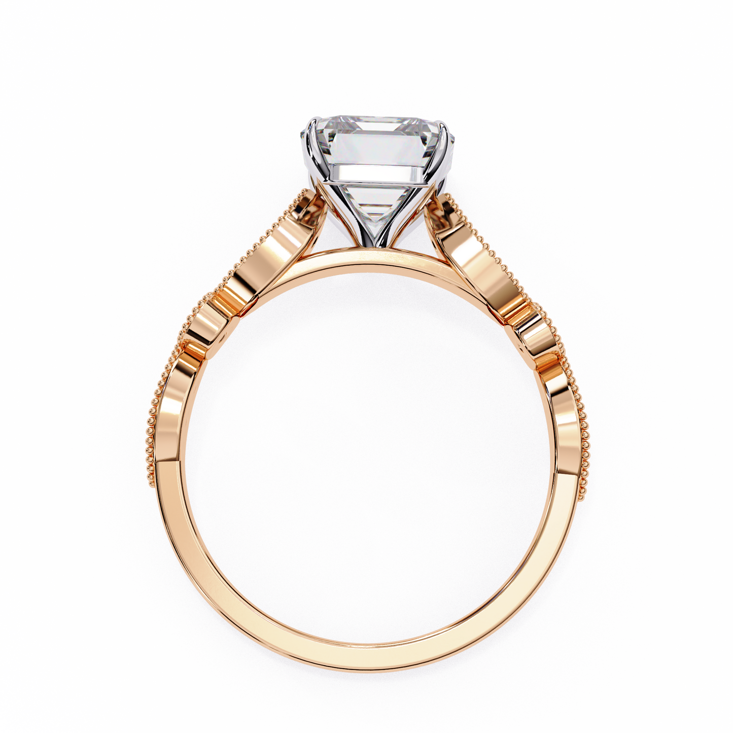Emerald Elegance Diamond Ring Rose Gold 