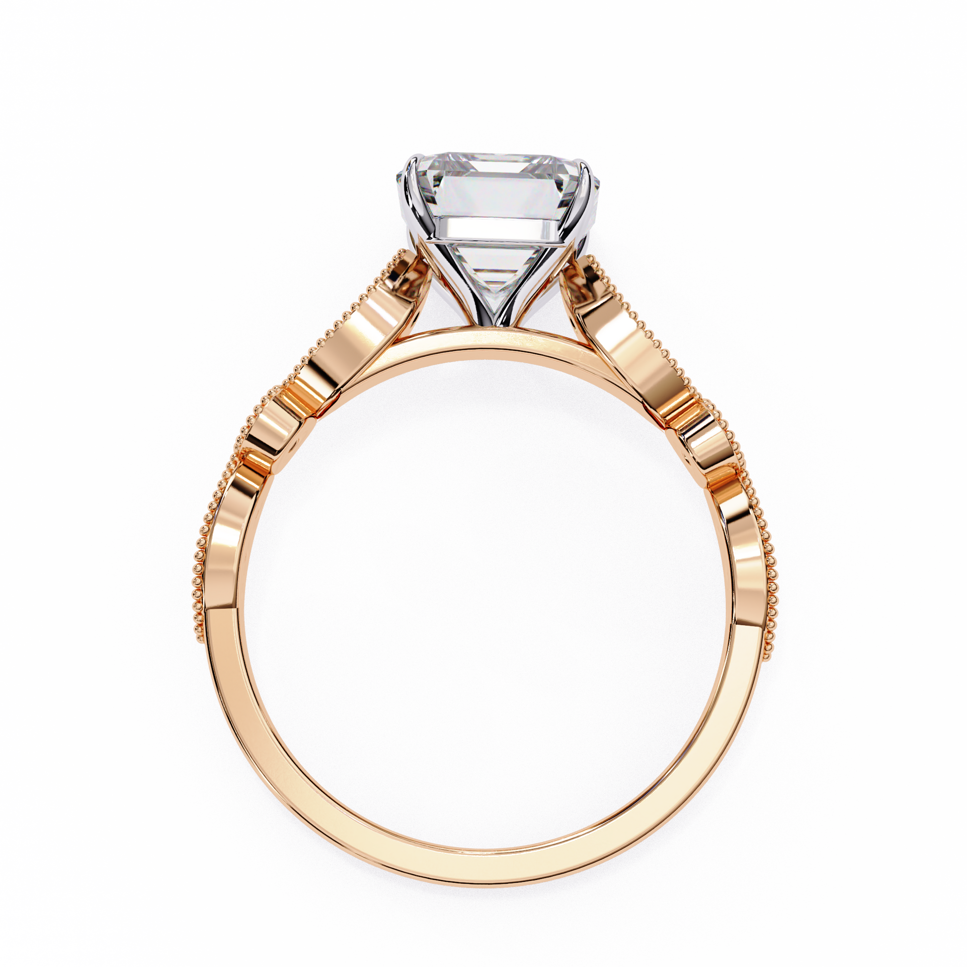 Emerald Elegance Diamond Ring Rose Gold 