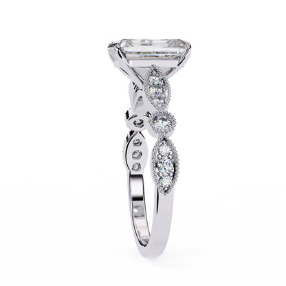 Emerald Elegance Diamond Ring White Gold 