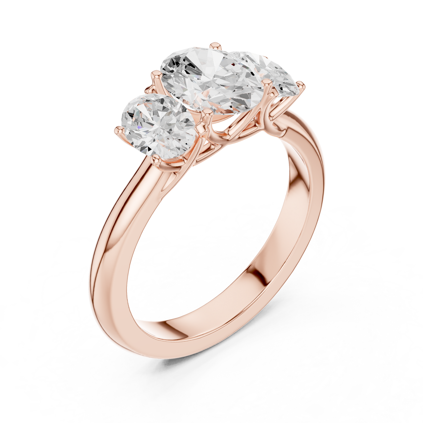 Elegant Three-Stone Oval Cut Diamond Ring