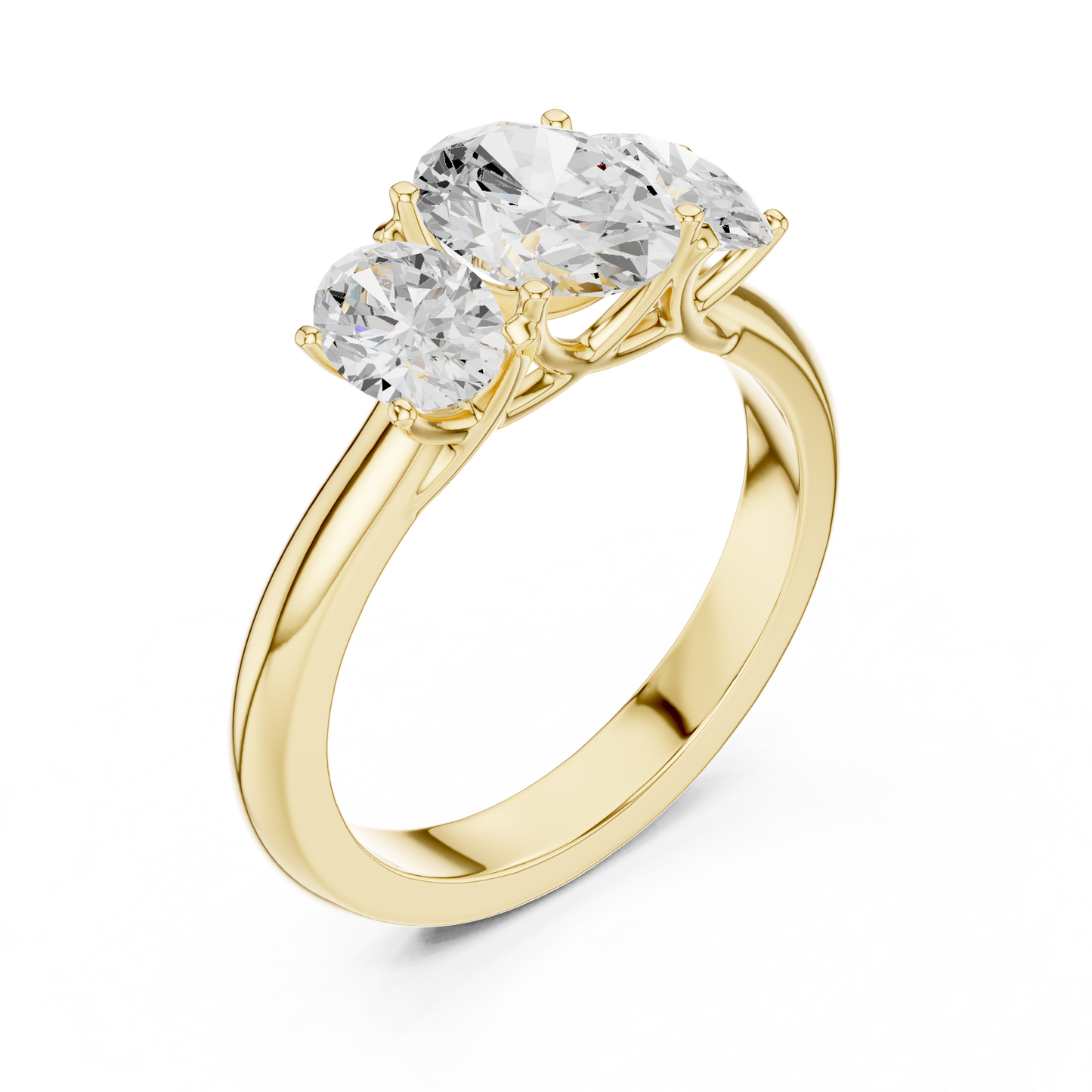 Elegant Three-Stone Oval Cut Diamond Ring