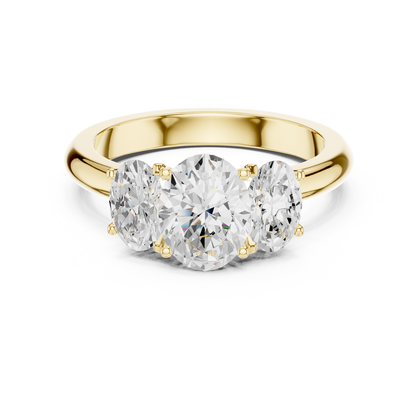 Elegant Three-Stone Oval Cut Diamond Ring