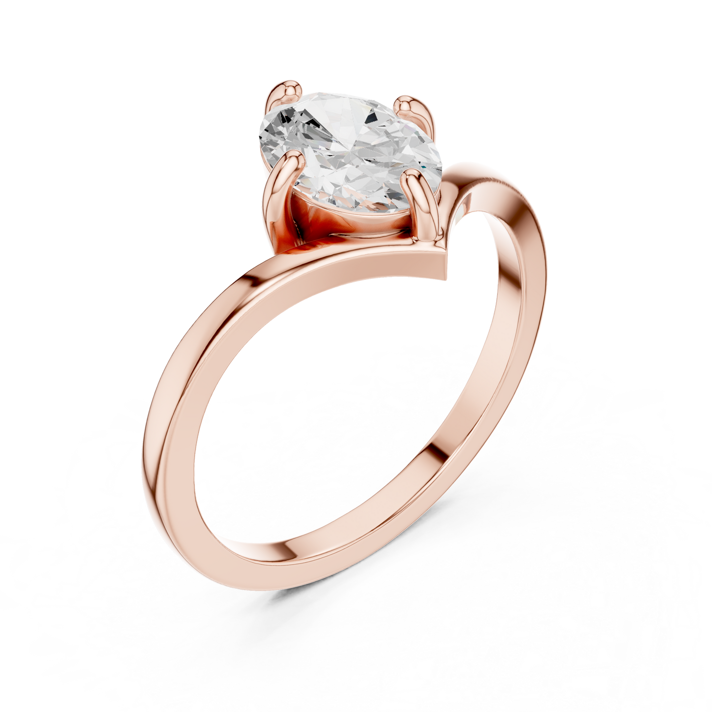 Marquise-Cut Solitaire V-Band Engagement Ring