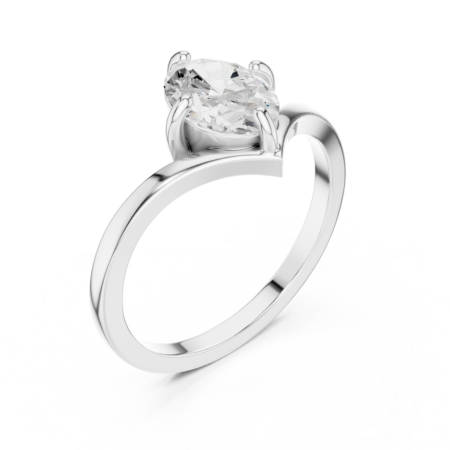Marquise-Cut Solitaire V-Band Engagement Ring