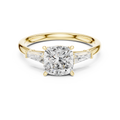 Round Cut Diamond Engagement Ring with Tapered Side Stones