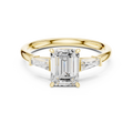 Emerald-Cut Three Stone Ring with Tapered Baguettes