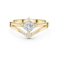 Princess Cut Diamond V-Shape Chevron Split Shank Ring
