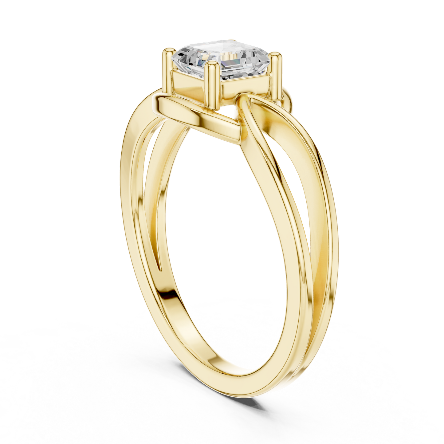 Asscher Cut Diamond Infinity Twist Solitaire Ring